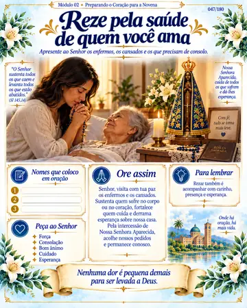 Página sobre oração pela saúde de quem se ama